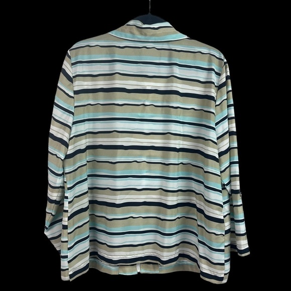 Chicos Womens Lightweight Jacket Cover Up Full Zip Stipe Polyester Size 3 - Picture 2 of 10